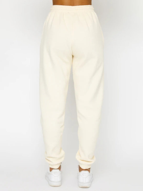 Ensemble pull-over à col rond, manches longues et pantalon, couleur unie tendance et décontracté pour femme 