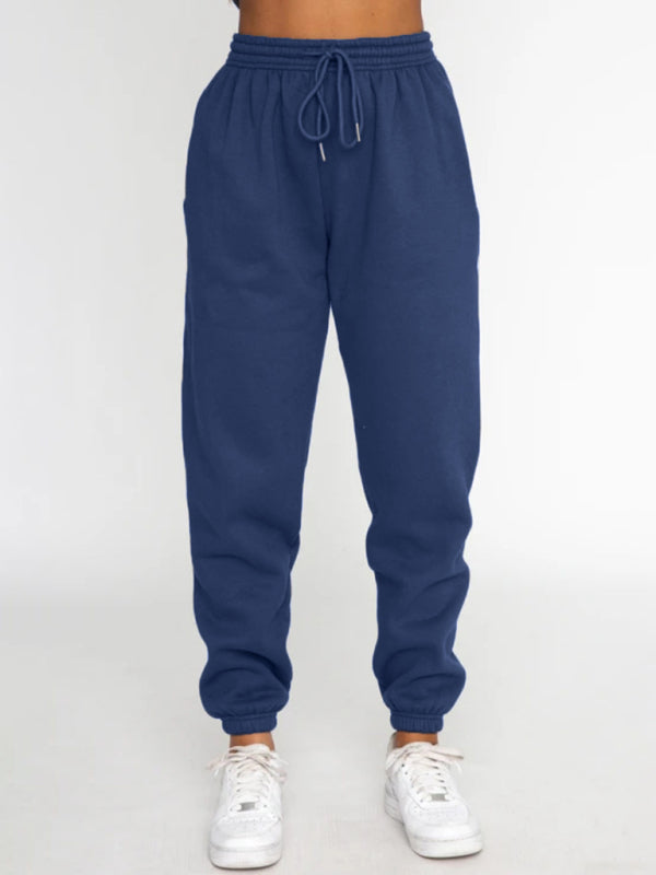 Ensemble pull-over à col rond, manches longues et pantalon, couleur unie tendance et décontracté pour femme 