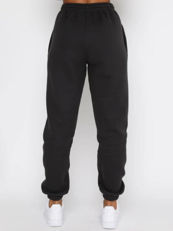 Ensemble pull-over à col rond, manches longues et pantalon, couleur unie tendance et décontracté pour femme 
