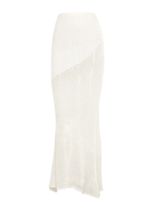 Ensemble jupe longue maxi à manches longues en maille pour femme 