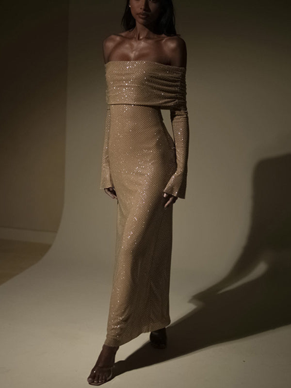 Neues, sexy, figurbetontes Damenkleid mit U-Boot-Ausschnitt 