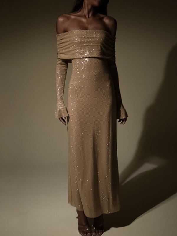 Neues, sexy, figurbetontes Damenkleid mit U-Boot-Ausschnitt 