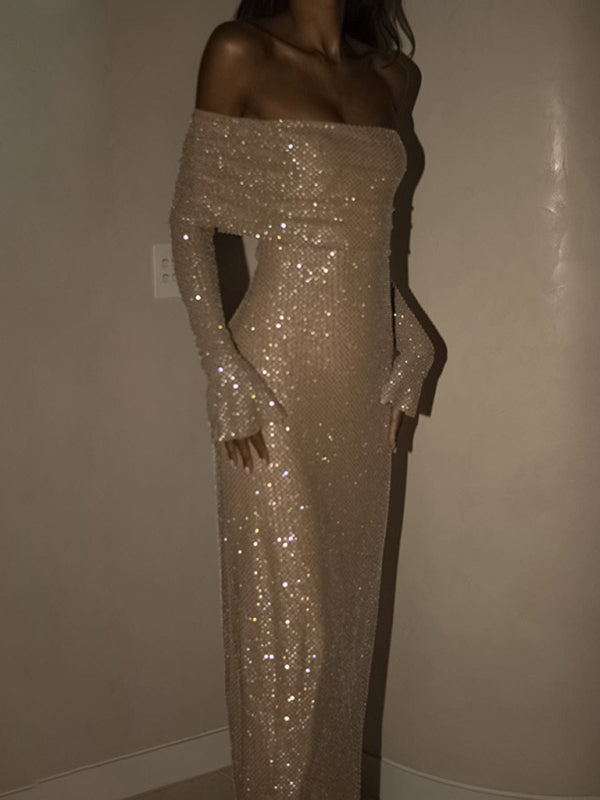 Neues, sexy, figurbetontes Damenkleid mit U-Boot-Ausschnitt 