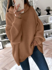 Lässiger, lockerer, einfarbiger Rollkragenpullover für Damen 
