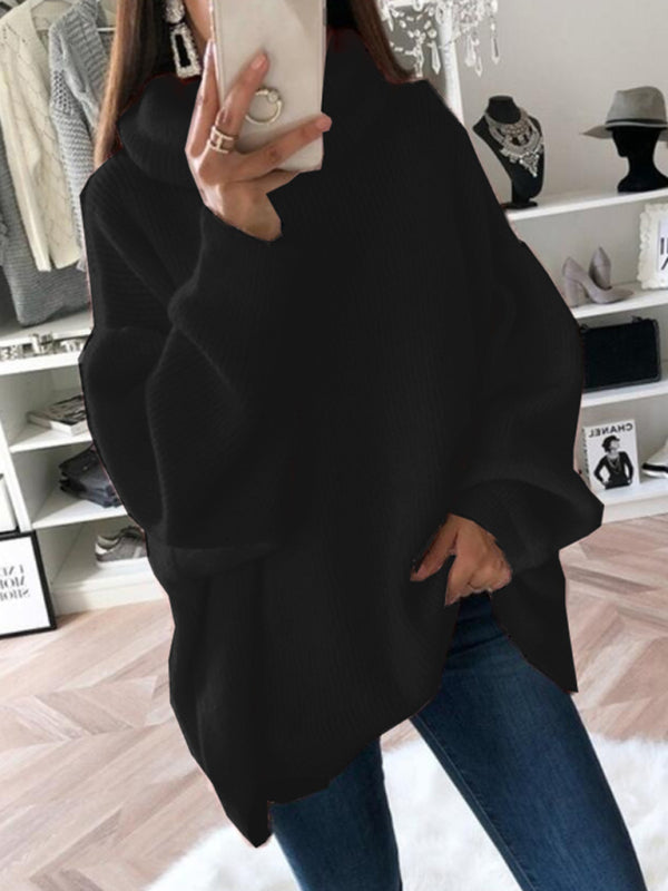 Lässiger, lockerer, einfarbiger Rollkragenpullover für Damen 