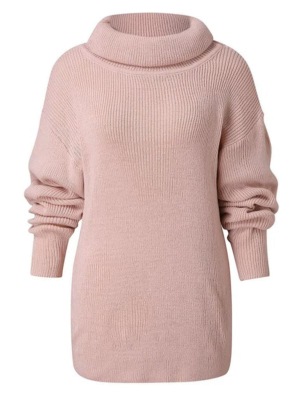 Lässiger, lockerer, einfarbiger Rollkragenpullover für Damen 
