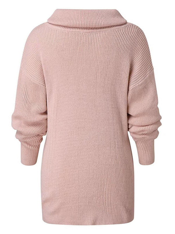 Lässiger, lockerer, einfarbiger Rollkragenpullover für Damen 