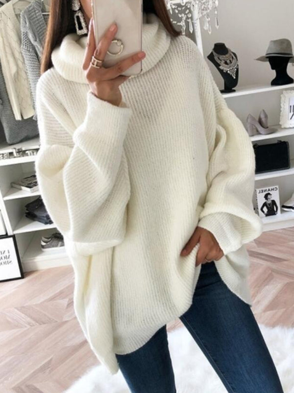 Lässiger, lockerer, einfarbiger Rollkragenpullover für Damen 