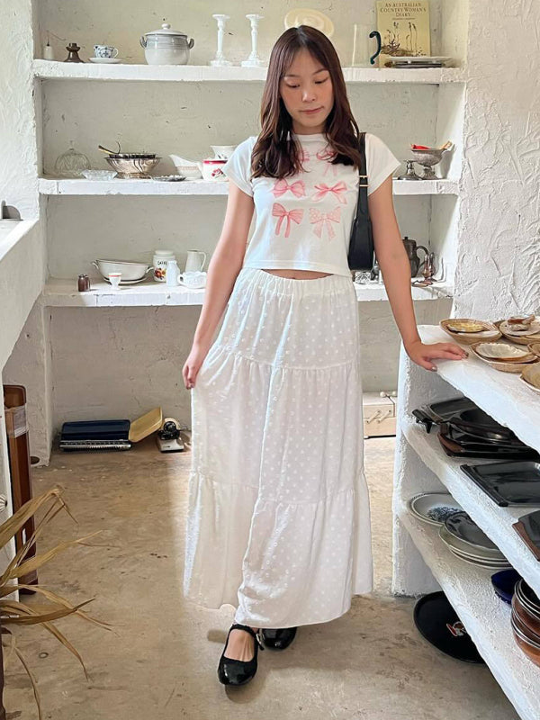 Neues Damen-T-Shirt mit Schleifenprint zum Valentinstag, Kurzarm, schmal geschnitten, Streetwear-Style, Hot Girl Fashion 