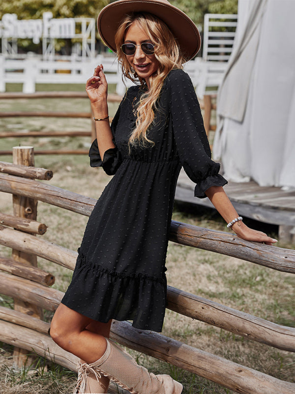 Taillenschlankmachendes Spitzen-Patchworkkleid für Damen 