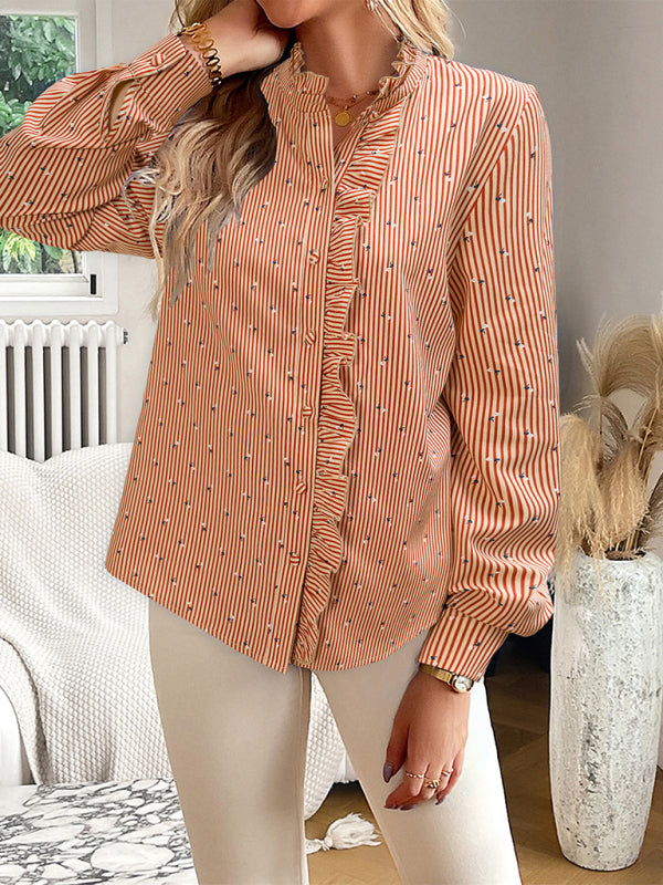 Elegante, gestreifte Langarmbluse für Damen, ideal für den Alltag. 