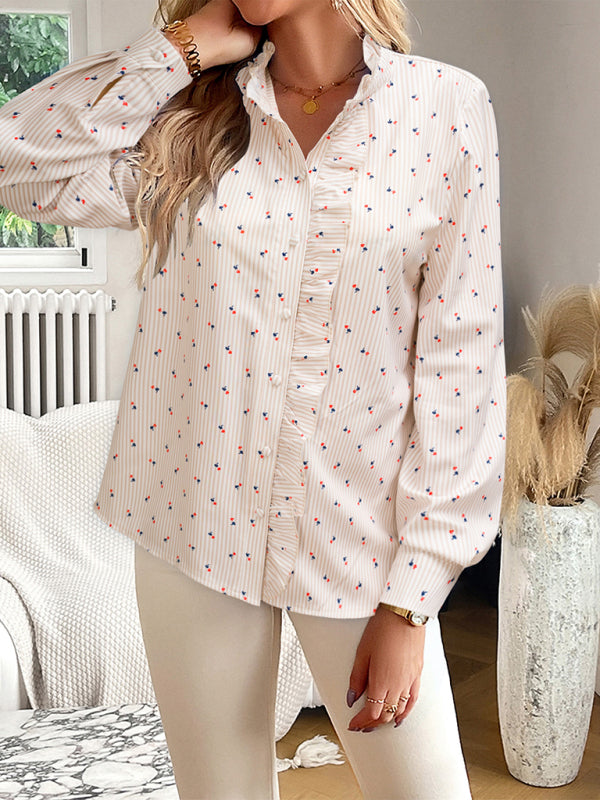 Elegante, gestreifte Langarmbluse für Damen, ideal für den Alltag. 