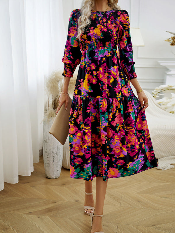 Elegantes Damen-Pendelkleid mit Rundhalsausschnitt und Print 