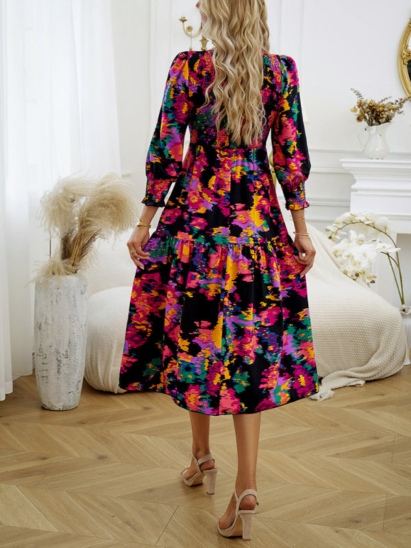 Elegantes Damen-Pendelkleid mit Rundhalsausschnitt und Print 