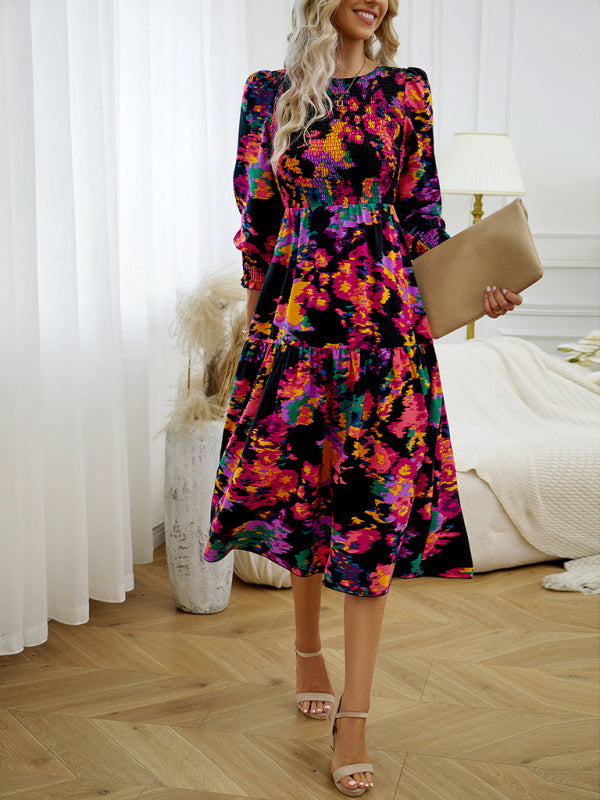 Elegantes Damen-Pendelkleid mit Rundhalsausschnitt und Print 