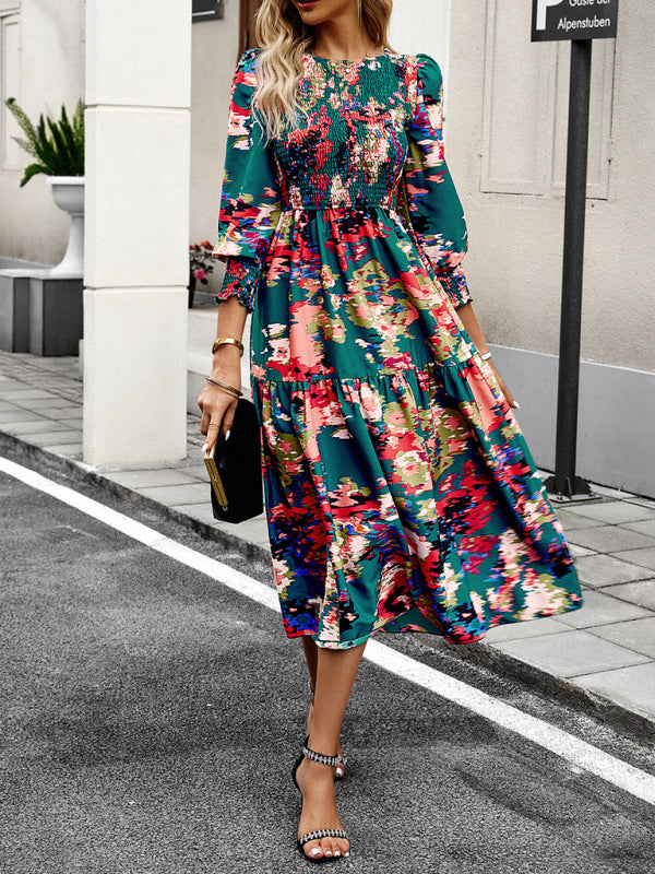 Elegantes Damen-Pendelkleid mit Rundhalsausschnitt und Print 