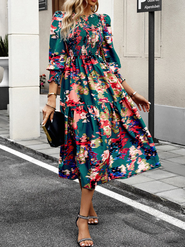 Elegantes Damen-Pendelkleid mit Rundhalsausschnitt und Print 