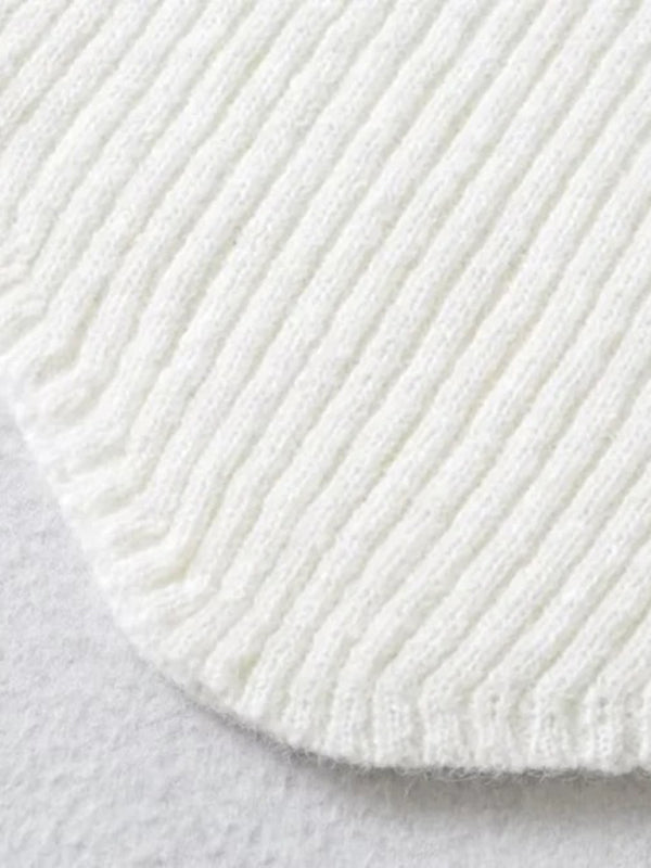 Women's new round neck thickened curved hem short long-sleeved sweater