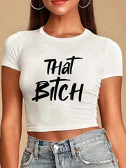 Women Casual Y2K Letter Design Crop Top