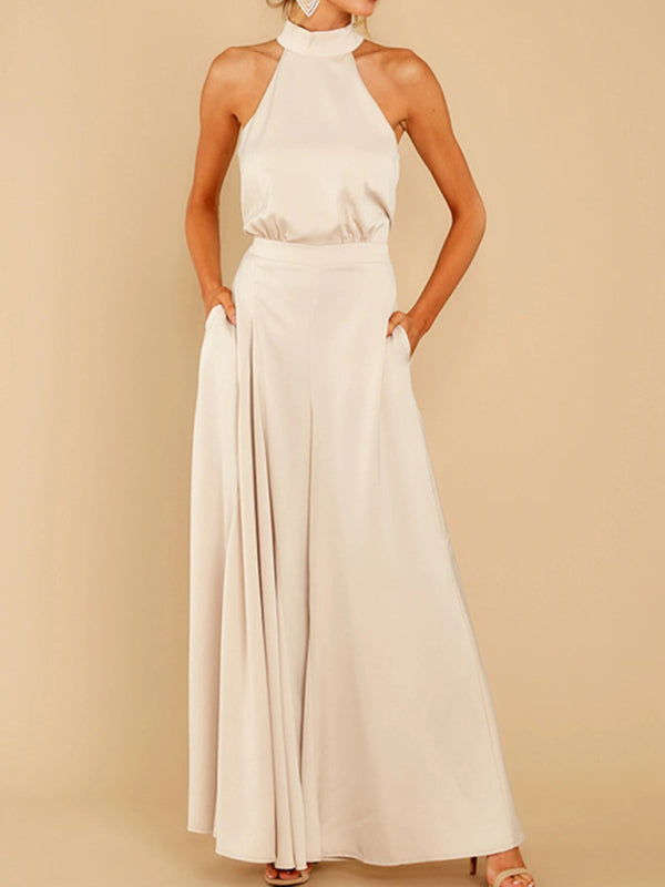 Neuer Damen-Jumpsuit mit schulterfreiem Schnitt, hohem Bund und weitem Bein 