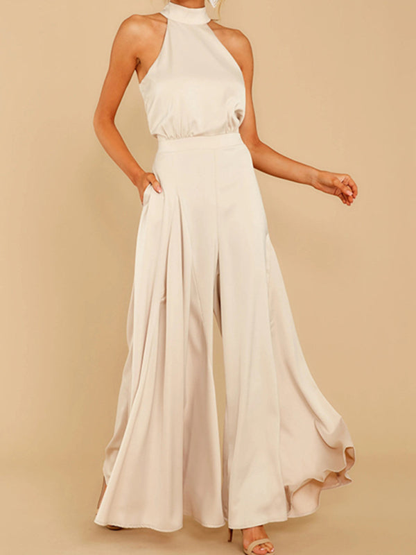Neuer Damen-Jumpsuit mit schulterfreiem Schnitt, hohem Bund und weitem Bein 