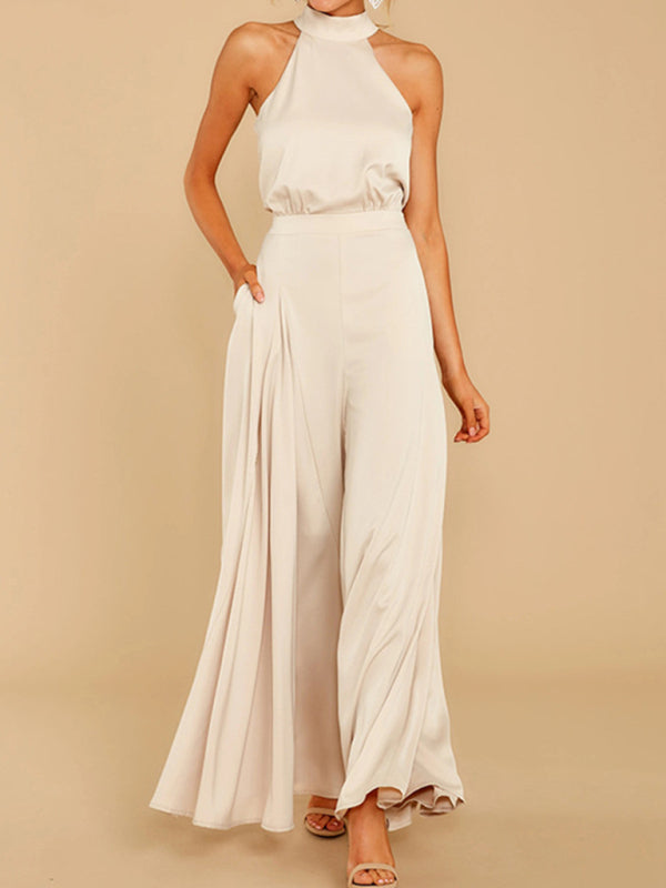 Neuer Damen-Jumpsuit mit schulterfreiem Schnitt, hohem Bund und weitem Bein 