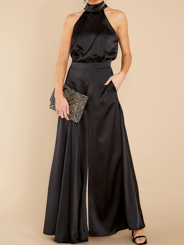 Neuer Damen-Jumpsuit mit schulterfreiem Schnitt, hohem Bund und weitem Bein 