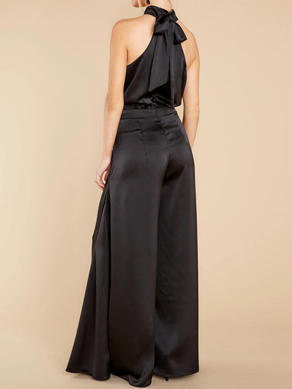 Neuer Damen-Jumpsuit mit schulterfreiem Schnitt, hohem Bund und weitem Bein 