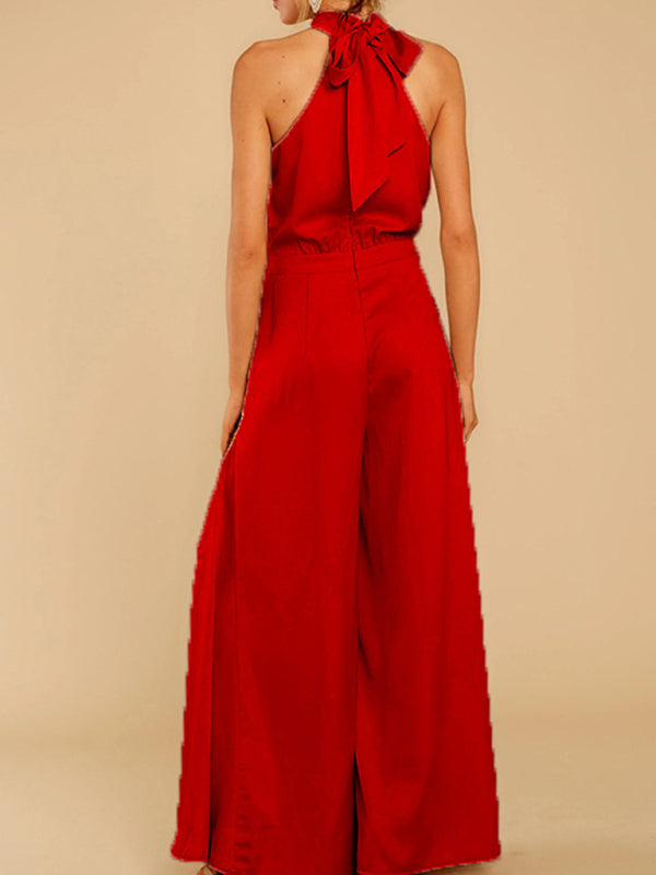 Neuer Damen-Jumpsuit mit schulterfreiem Schnitt, hohem Bund und weitem Bein 