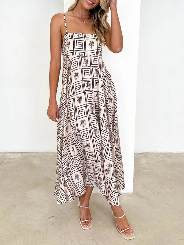 Robe à bretelles imprimée courte et fraîche, style tendance pour femme 
