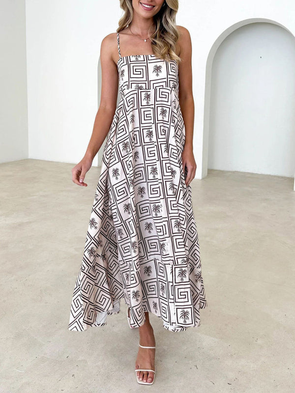 Robe à bretelles imprimée courte et fraîche, style tendance pour femme 