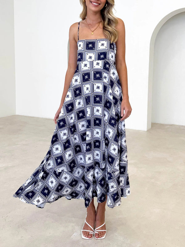 Robe à bretelles imprimée courte et fraîche, style tendance pour femme 