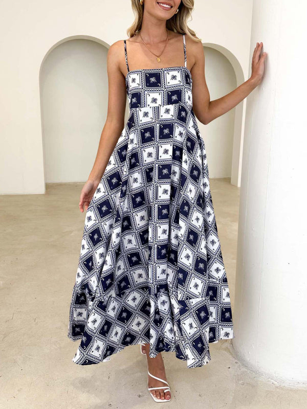 Robe à bretelles imprimée courte et fraîche, style tendance pour femme 