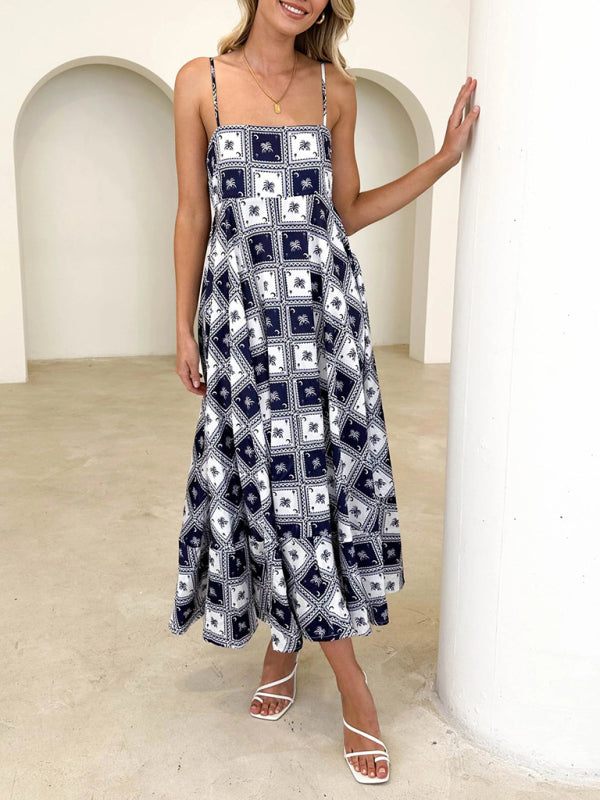 Robe à bretelles imprimée courte et fraîche, style tendance pour femme 