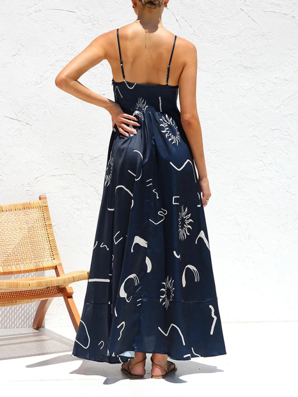 Robe à bretelles imprimée courte et fraîche, style tendance pour femme 