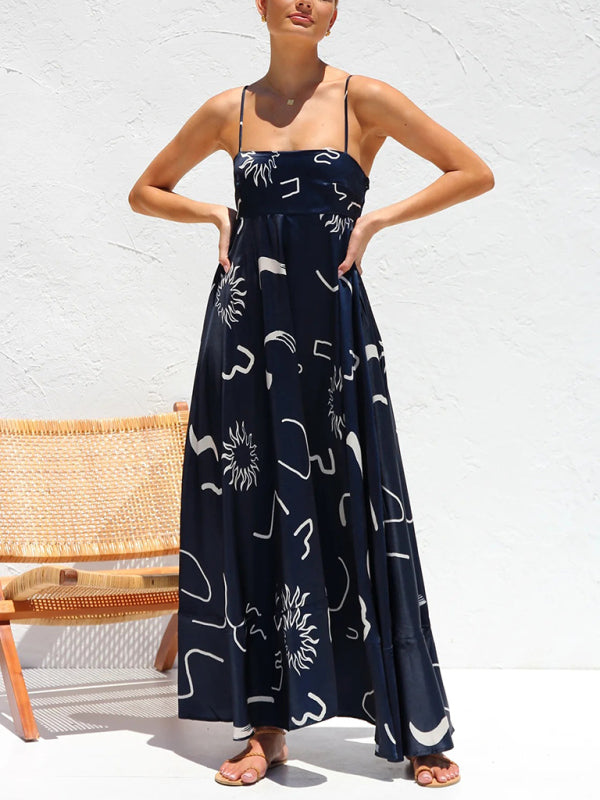 Robe à bretelles imprimée courte et fraîche, style tendance pour femme 