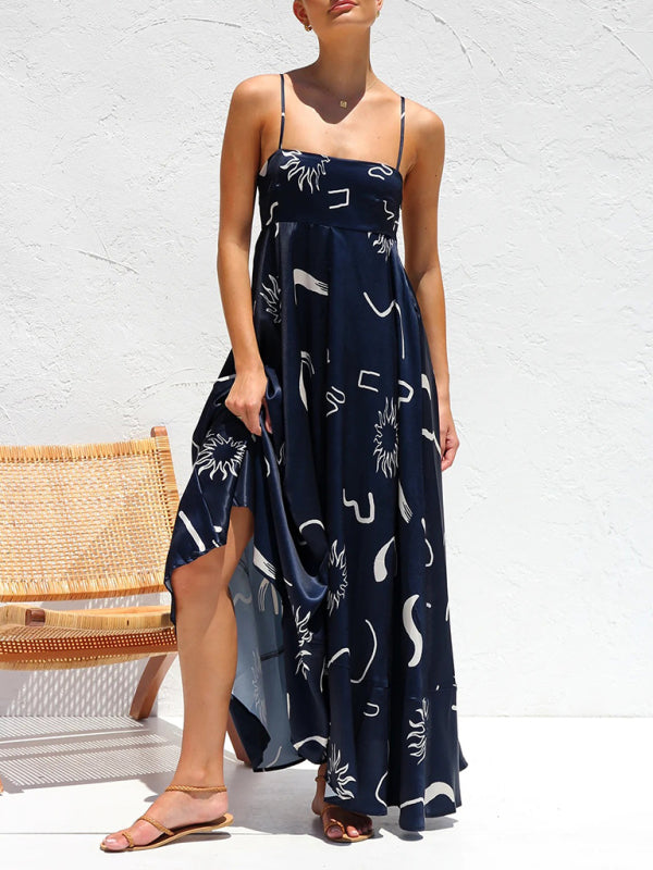 Robe à bretelles imprimée courte et fraîche, style tendance pour femme 