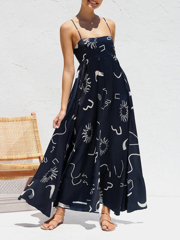Robe à bretelles imprimée courte et fraîche, style tendance pour femme 