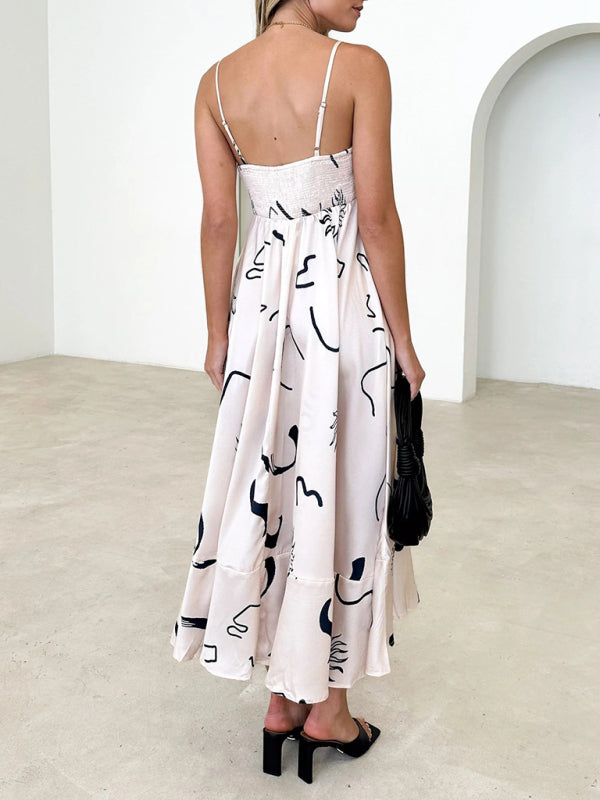 Robe à bretelles imprimée courte et fraîche, style tendance pour femme 