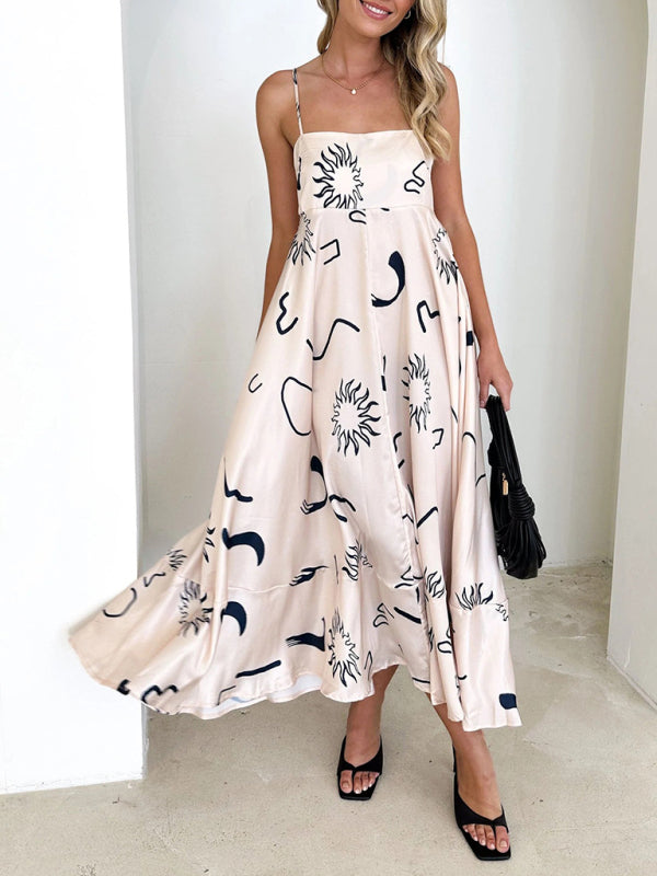Robe à bretelles imprimée courte et fraîche, style tendance pour femme 