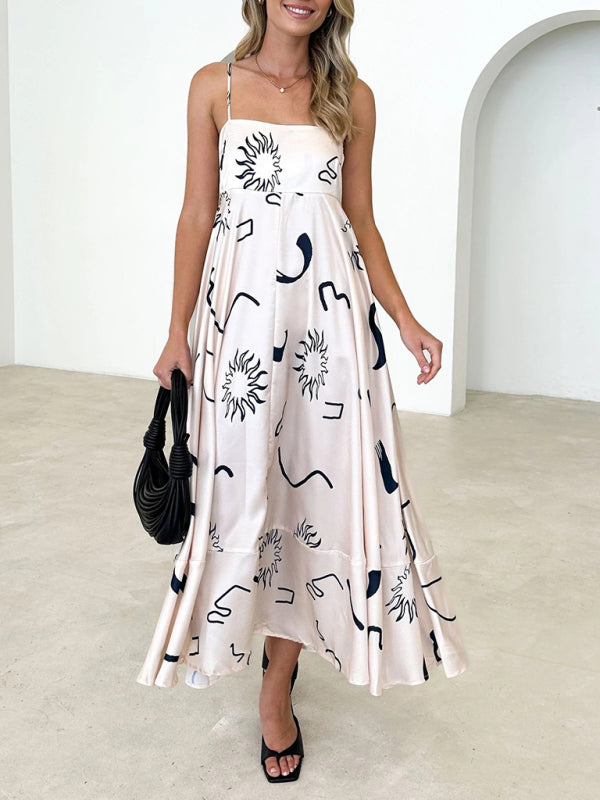 Robe à bretelles imprimée courte et fraîche, style tendance pour femme 