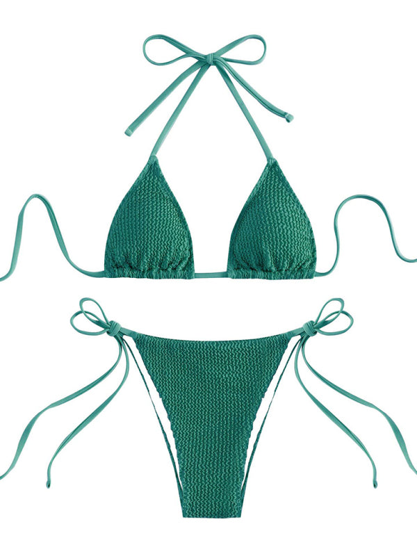 Neuer, modischer und sexy Damenbikini mit Wellenmuster und Schnürung 