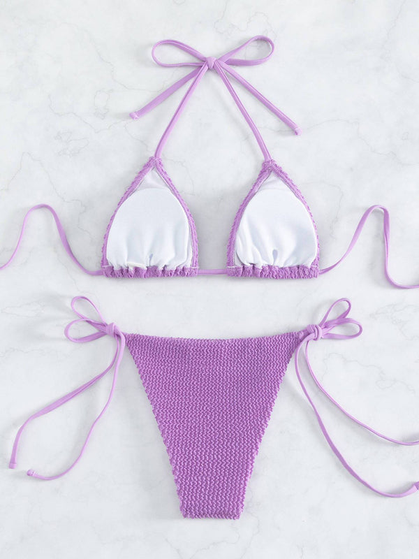 Neuer, modischer und sexy Damenbikini mit Wellenmuster und Schnürung 