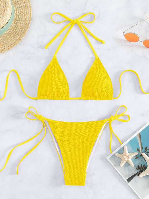 Neuer, modischer und sexy Damenbikini mit Wellenmuster und Schnürung 