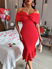 Robe à bretelles sexy pour femme, moulante à la taille et aux hanches. 