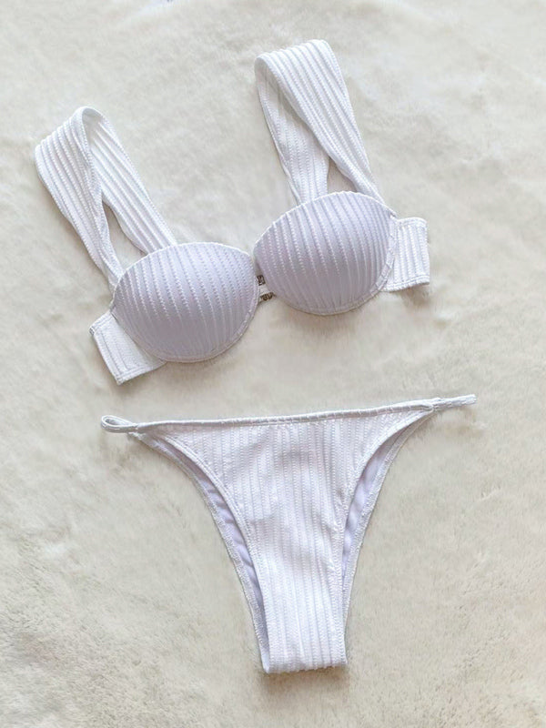 Sexy Zweiteiliger Bikini mit Strapsen für den Strandurlaub für Damen 