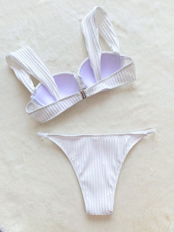 Sexy Zweiteiliger Bikini mit Strapsen für den Strandurlaub für Damen 