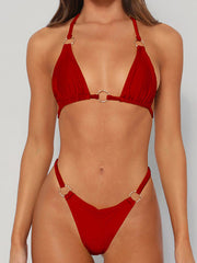 Sexy zweiteiliger Bikini mit Metallringen für Damen, passend für Strand und Strand. 
