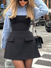 kurzes, trägerloses Kleid mit aufgesetzten Taschen für Damen 