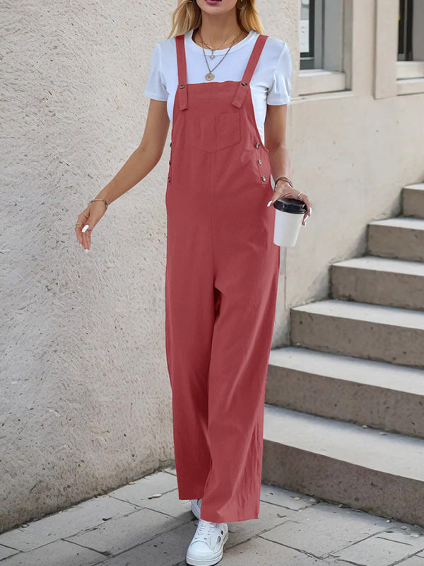 Neue lässige, einteilige Hosenträgerhose mit geradem Bein 
